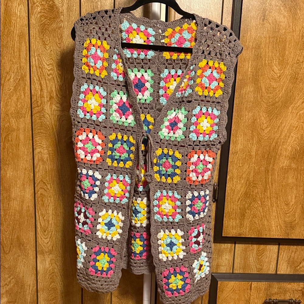 Multicolor Crochet Patchwork Vest - image 1